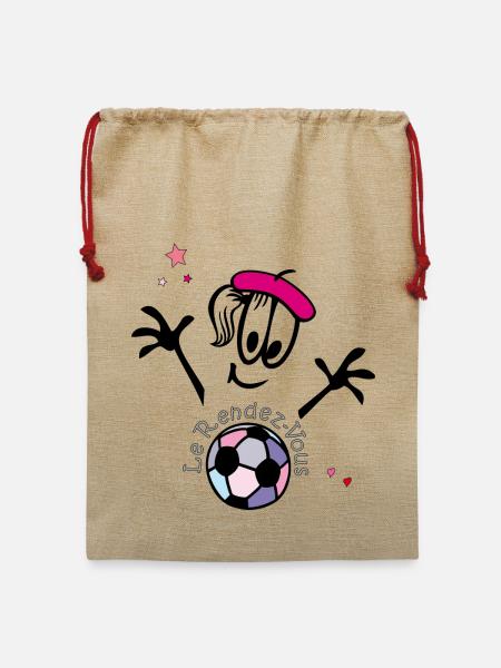Fußball, Frauenfußball, Comic - Jute Weihnachtssack - Beige