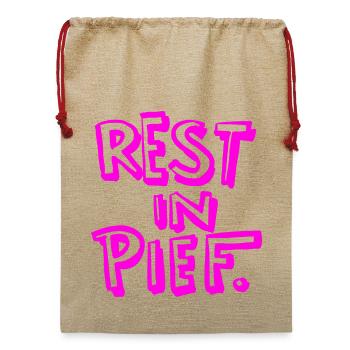 REST IN PIEF (R.I.P.) Pink - Jute Weihnachtssack  - Beige - Vorne