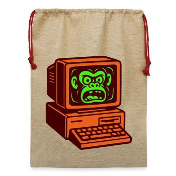 Computer-Affe - Jute Weihnachtssack  - Beige - Vorne