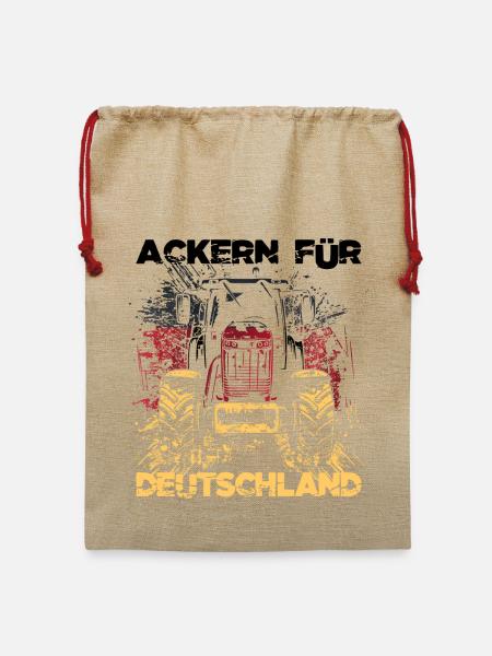 Traktor Flagge Deutschland - Jute Weihnachtssack - Beige