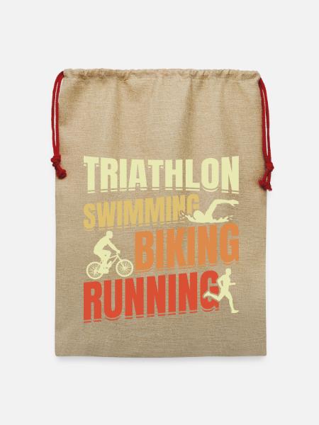 Triathlon Wiederholen - Jute Weihnachtssack - Beige