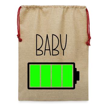 Schlagzeug-Baby - Jute Weihnachtssack  - Beige - Vorne