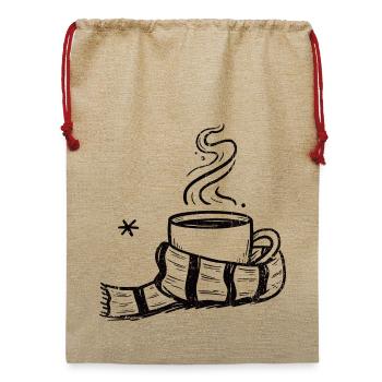 Gemütlicher Dampfbecher mit Schal - Jute Weihnachtssack  - Beige - Vorne