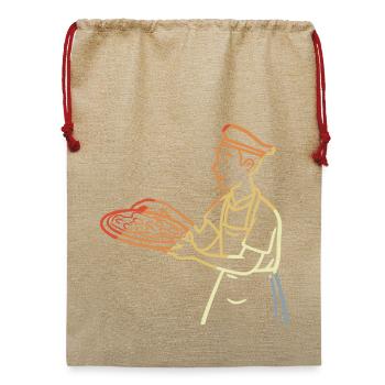 Vintage Pizzabäcker - Jute Weihnachtssack  - Beige - Vorne
