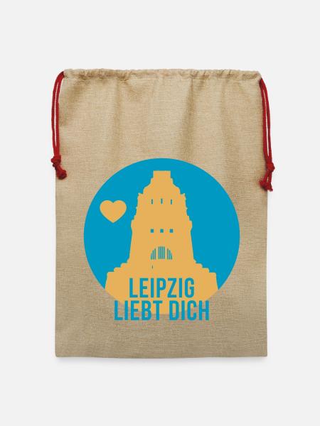 Leipzig liebt dich - Jute Weihnachtssack - Beige