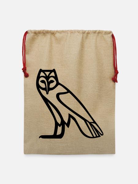 Eulen-Hieroglyphe - Jute Weihnachtssack - Beige