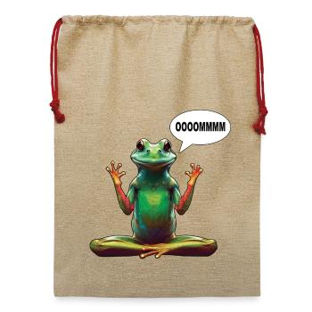Yoga frog - Jute Weihnachtssack  - Beige - Vorne