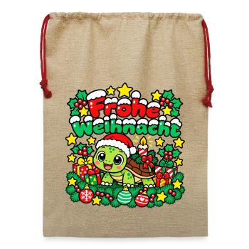 Weihnachts Schildkröte - Jute Weihnachtssack  - Beige - Vorne