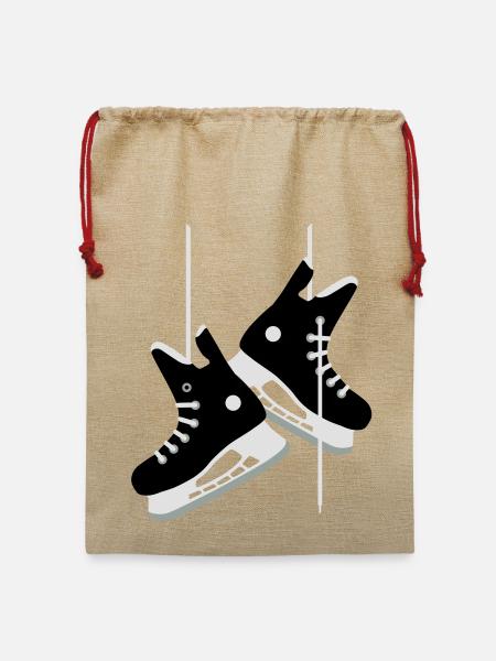 Eishockey-Schlittschuhe - Jute Weihnachtssack  - Beige