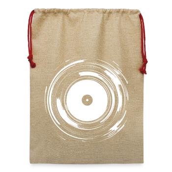Diskjockey Plattenspieler - Jute Weihnachtssack  - Beige - Vorne