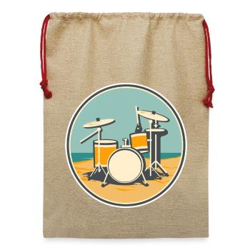 Drum Set Illustration - Jute Weihnachtssack  - Beige - Vorne