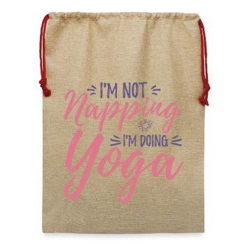 Ich mache Yoga - Jute Weihnachtssack  - Beige - Vorne
