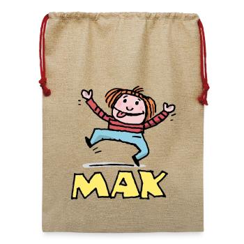 Sprungfreude MAX Kindershirt - Jute Weihnachtssack  - Beige - Vorne