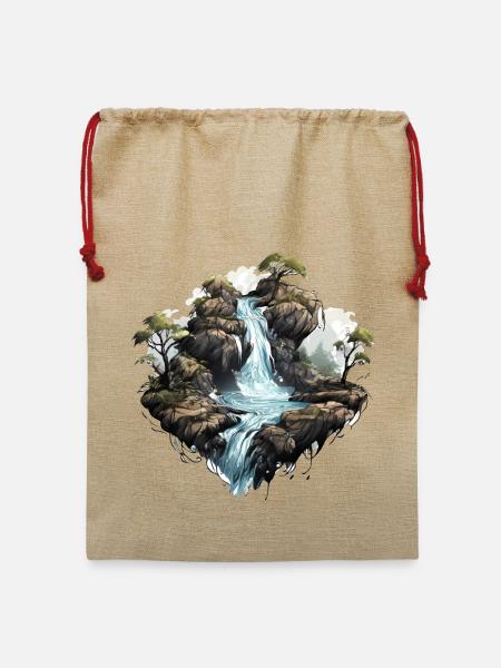 Wasserfall 01 - Jute Weihnachtssack  - Beige
