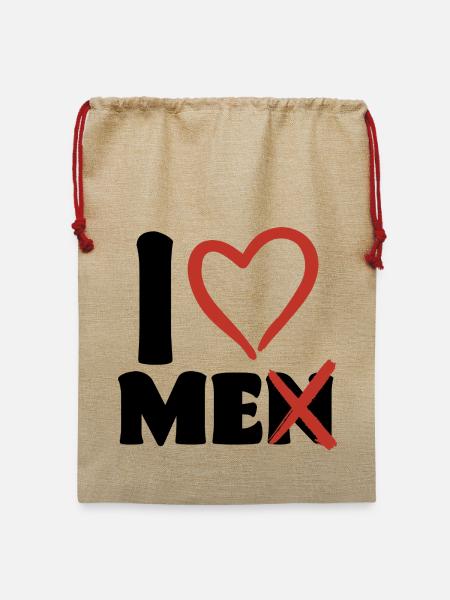I love men / me - Jute Weihnachtssack - Beige
