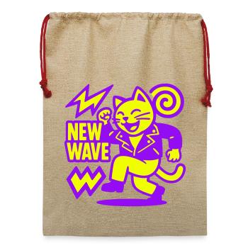 New Wave Cat - Jute Weihnachtssack  - Beige - Vorne