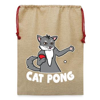 Katze Ping Pong - Jute Weihnachtssack  - Beige - Vorne