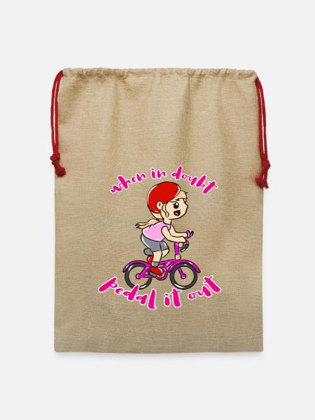 Fahrrad Sport - Jute Weihnachtssack  - Beige