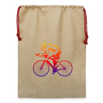 Fahrradfahrer - Jute Weihnachtssack  - Beige - Vorne