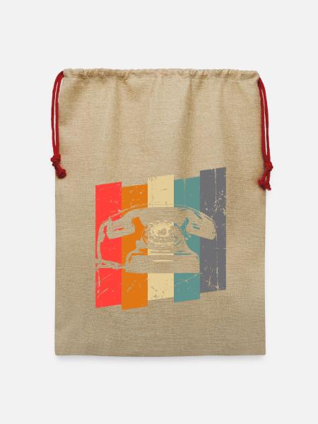 Telefon - Jute Weihnachtssack - Beige