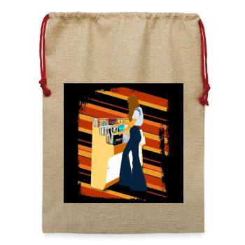 Retro-Jukebox und Frauenstil - Jute Weihnachtssack  - Beige - Vorne