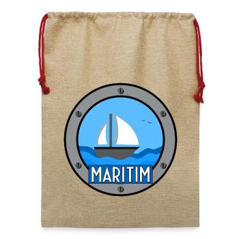 Maritim - Jute Weihnachtssack  - Beige - Vorne