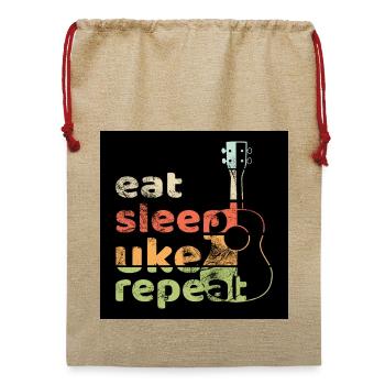 eat sleep Uke repeat! - Poster - Jute Weihnachtssack  - Beige - Vorne