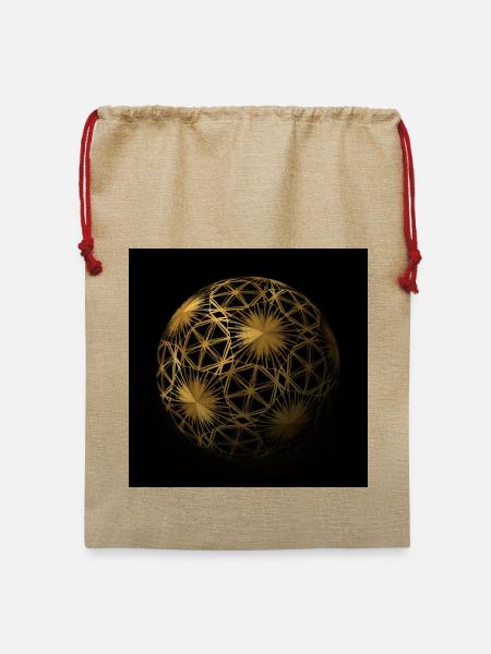 Goldenes geometrisches Leuchten - Jute Weihnachtssack - Beige