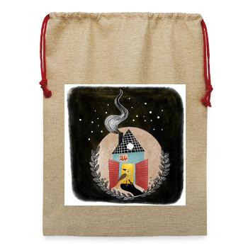 Happy Christmas Time Advent - Jute Weihnachtssack  - Beige - Vorne