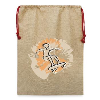 Skateboard-Style - Jute Weihnachtssack  - Beige - Vorne