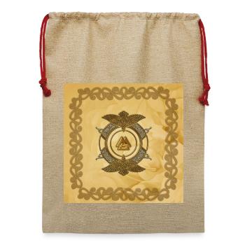 Eleganter keltischer Knoten in goldenen Farben. - Jute Weihnachtssack  - Beige - Vorne