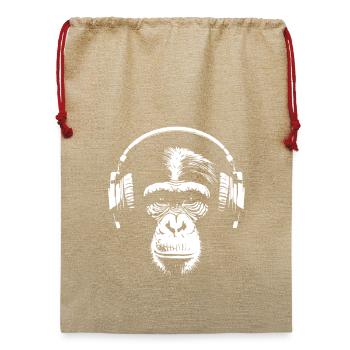 Affe - Musik - Schimpanse - Jute Weihnachtssack  - Beige - Vorne
