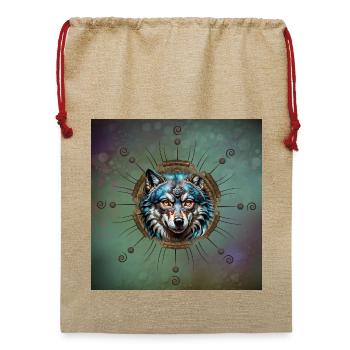 Fantastischer Steampunk-Wolf. - Jute Weihnachtssack  - Beige - Vorne