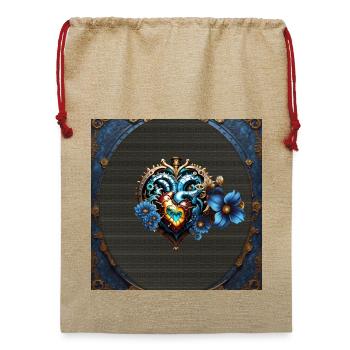 Fantastisches Steampunk-Herz - Jute Weihnachtssack  - Beige - Vorne