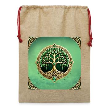 Der Baum des Lebens mit keltischen Knoten. - Jute Weihnachtssack  - Beige - Vorne