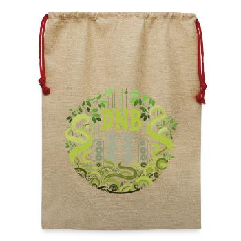 DNB Jungle, Drum and Bass Jungliste - Jute Weihnachtssack  - Beige - Vorne