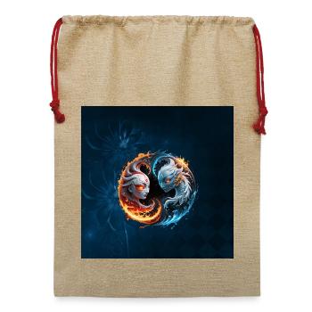 Elementare Harmonie, Yin und Yang der Natur. - Jute Weihnachtssack  - Beige - Vorne