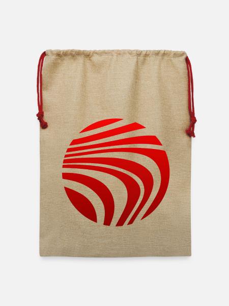 Psychedelisches Muster Rot Verlauf - Jute Weihnachtssack - Beige