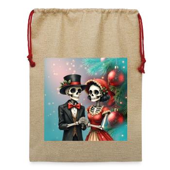 Weihnachtsromantik der Knochen. - Jute Weihnachtssack  - Beige - Vorne