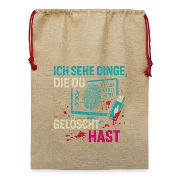 Ich sehe Dinge die du gelöscht hast - Jute Weihnachtssack  - Beige - Vorne