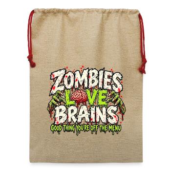 Das Zombie-Menü. - Jute Weihnachtssack  - Beige - Vorne