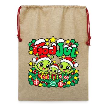 Frohe Weihnachten Aliens - Jute Weihnachtssack  - Beige - Vorne