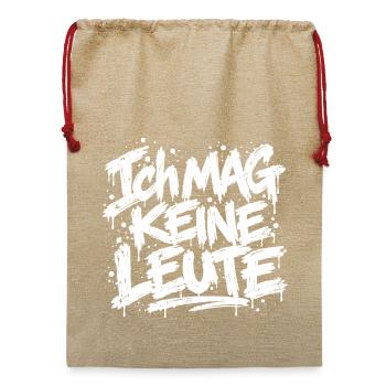 Ich mag keine Leute - Jute Weihnachtssack  - Beige - Vorne