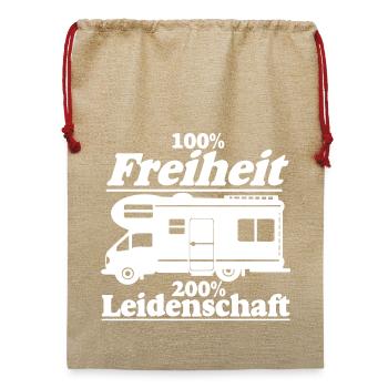 Wohnmobil,Camping,Fun Shirt,Leidenschaft (25) - Jute Weihnachtssack  - Beige - Vorne
