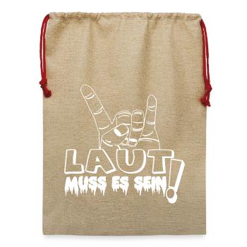 Heavy Metal,Headbanger,Laut muss es sein(25) - Jute Weihnachtssack  - Beige - Vorne