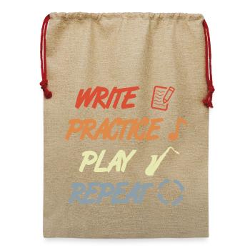 Write Practice Play Repeat - Jute Weihnachtssack  - Beige - Vorne