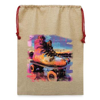 Rollerskates Illustration - Jute Weihnachtssack  - Beige - Vorne