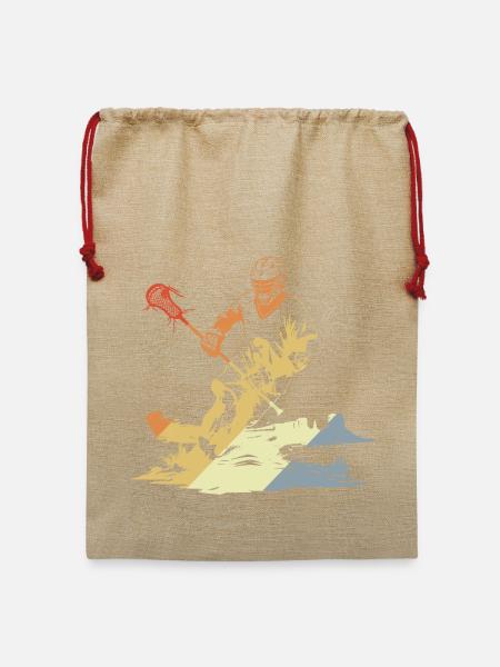 Vintage Lacrosse Spieler - Jute Weihnachtssack  - Beige