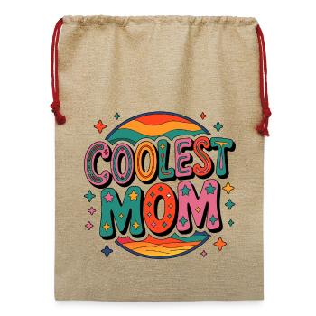 Coolest Mom Retro - Jute Weihnachtssack  - Beige - Vorne