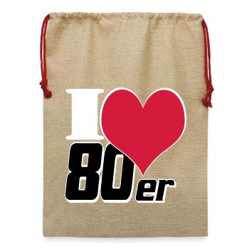 80er Party Retro Fun Shirt, 80er Motto Shirt (25) - Jute Weihnachtssack  - Beige - Vorne
